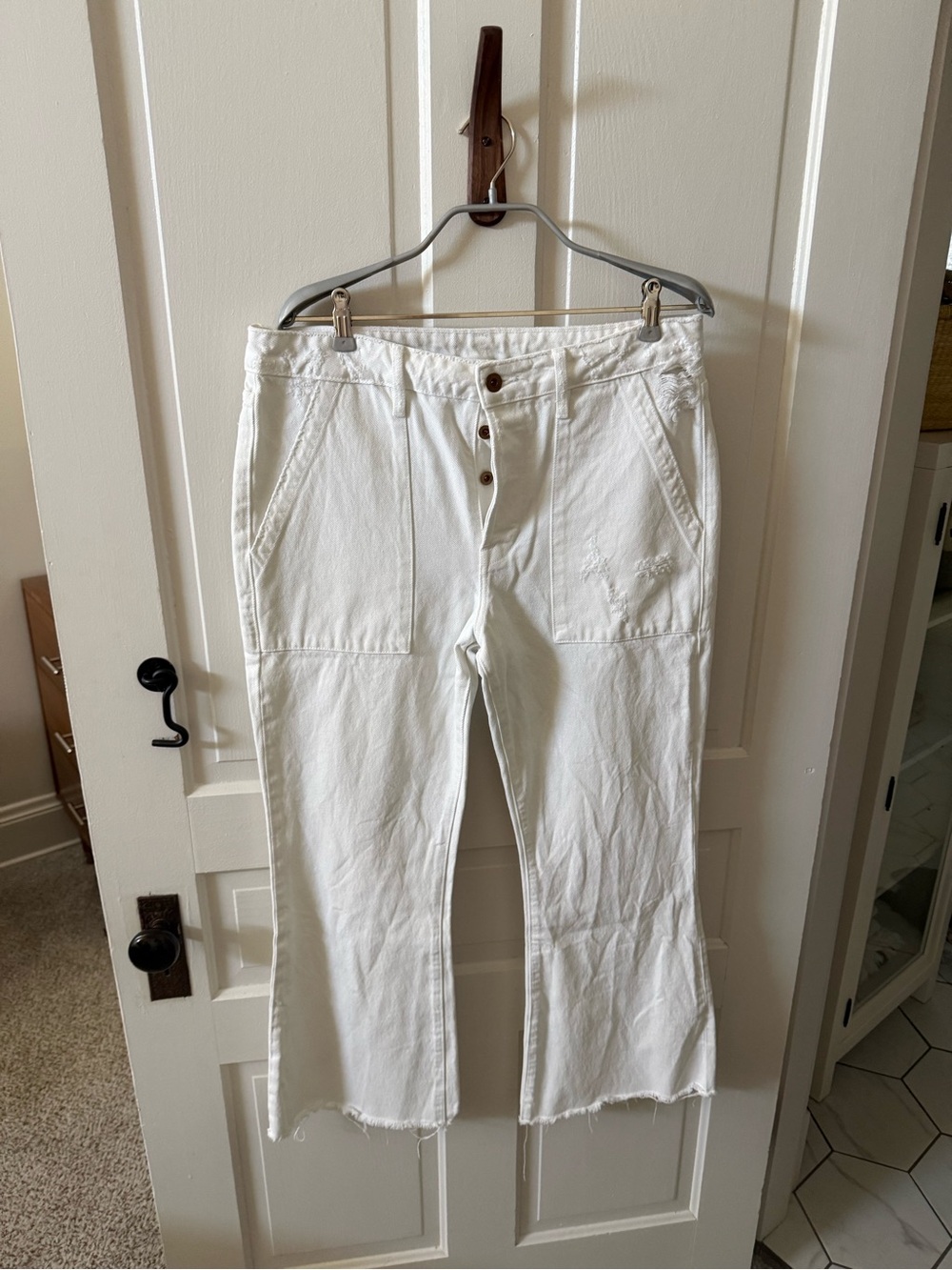 NSF White Button-Fly Jeans